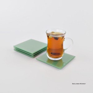 Podkładka szklana pod kubek zielona 10x10 cm lacobel