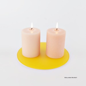 Podstawka szklana pod świece żółta matowa okrągła