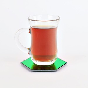 Podkładka szklana pod kubek lustro Rainbow 10x8,7 cm sześciokąt heksagon 