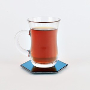 Podkładka szklana pod kubek lustro niebieskie 10x8,7 cm sześciokąt heksagon