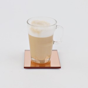 Podkładka szklana pod kubek lustro miedziane 10x10 cm kwadrat