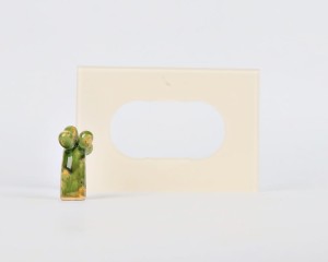 Osłona szklana perłowa biel matowa 15x22 podwójna pod kontakt gniazdko