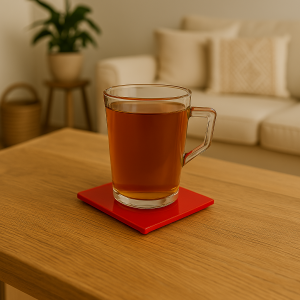 Podkładka szklana pod kubek czerwona
