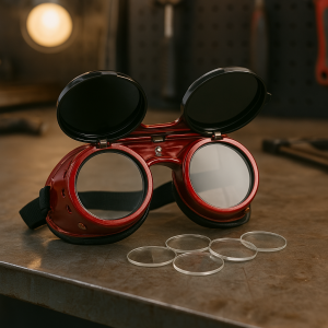 Szkło 2 mm okrągłe fi 50 mm do okularów spawalniczych dla spawaczy