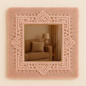 Lustro brązowe do makramy makramowe kwadratowe