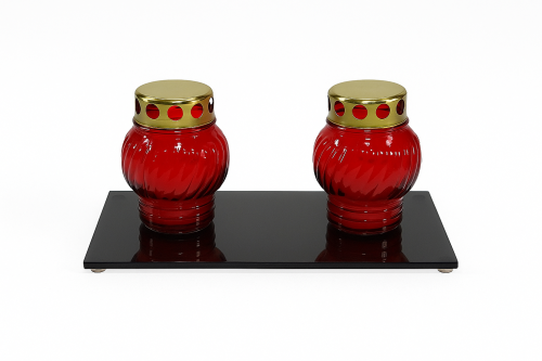 Podstawka szklana pod znicze prostokątna czarna