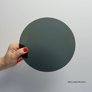 Szkło czarne szlifowane antisol 8 mm okrągłe 